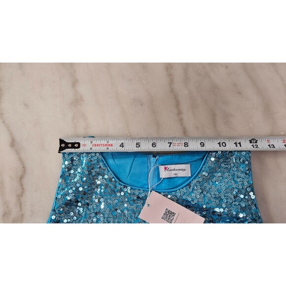 NWT Acecharming Blue Sleeveless Round Neck Back Zipper Girl's Dress Size M - Picture 6 of 7
